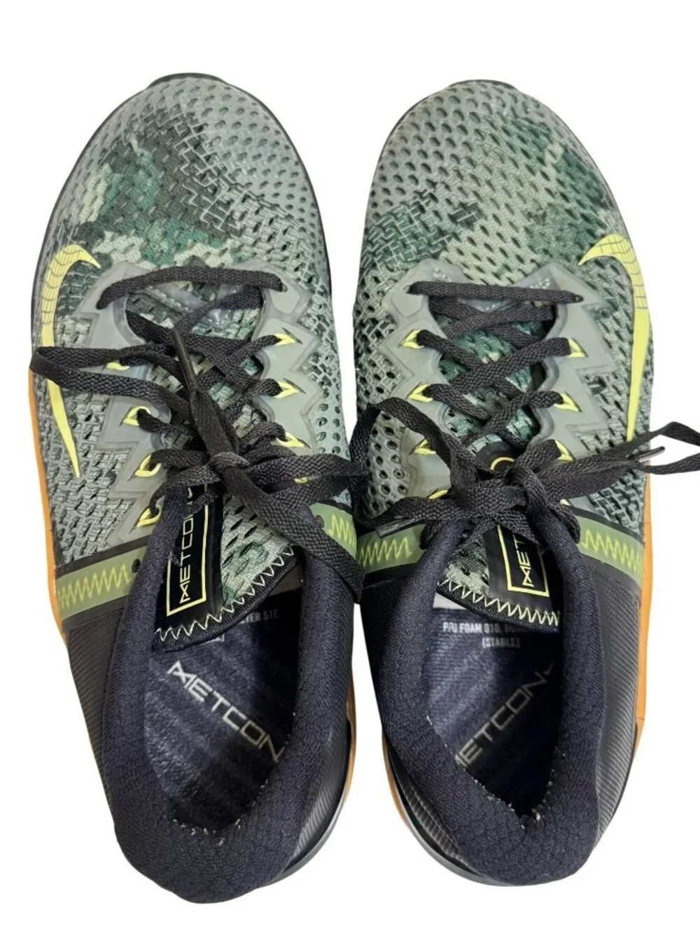 Nike Metcon 6 Training Shoes Mens US 7 EU 40 Green Black Camo Gum Sole CK9388-03